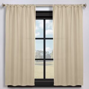 Semi Blackout Drapes Cream Khaki Tan Neutral Color 84 x 42 Rod Pocket Long
